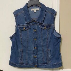 Western Boho Womens Denim Vest XL Y2K Country Casual Chic Coastal Preppy